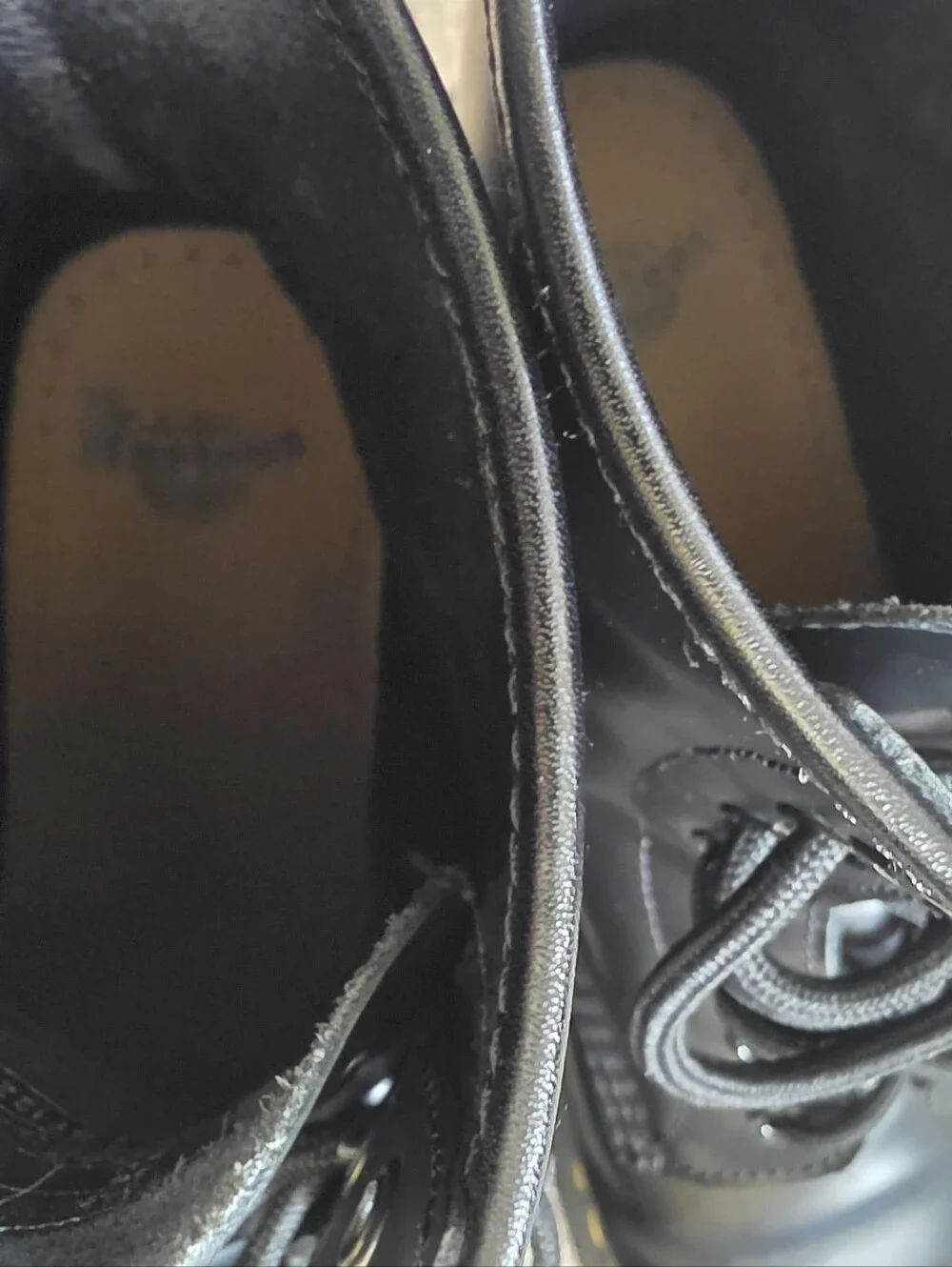 Dr. Martens Black Leather Lace-Up Boots with Yellow Stitching